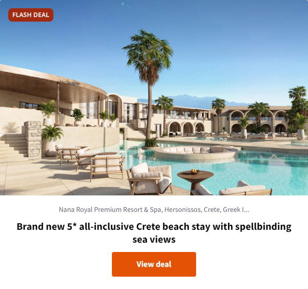 Brand new 5* all-inclusive Crete beach stay with spellbinding sea views