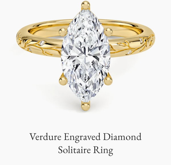 Verdure Engraved Diamond Solitaire Ring