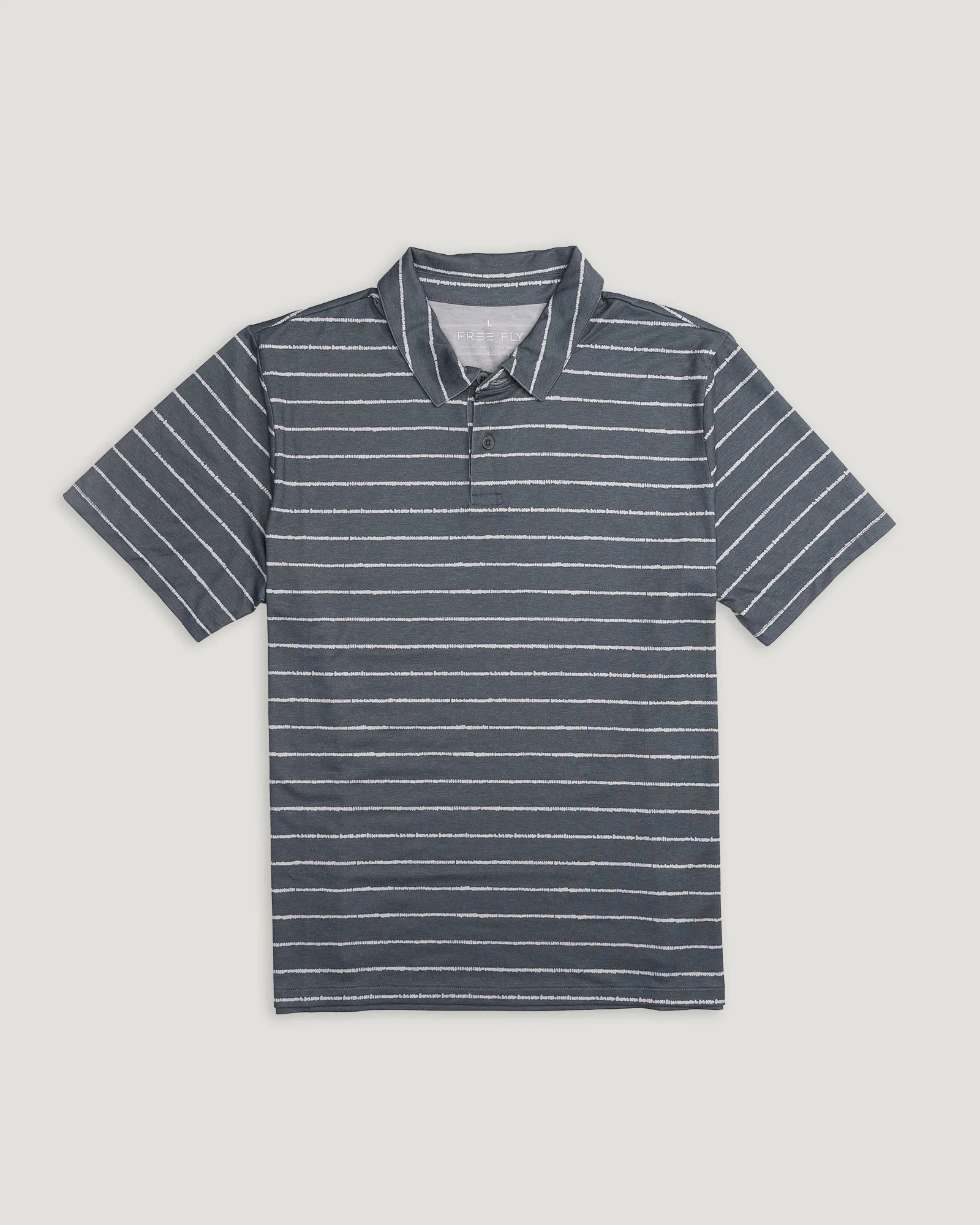 Image of Men's Elevate Polo - Dash Stripe Storm Cloud