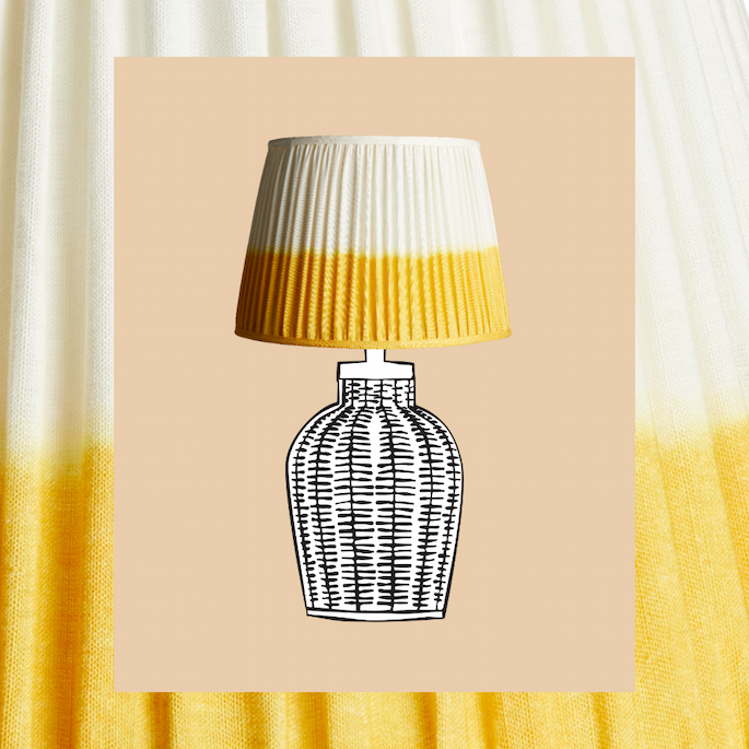 40cm straight empire shade in yellow shibori linen