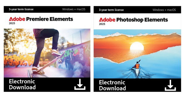 Adobe Photoshop ou Premiere Elements 2025 - licence de 3 ans