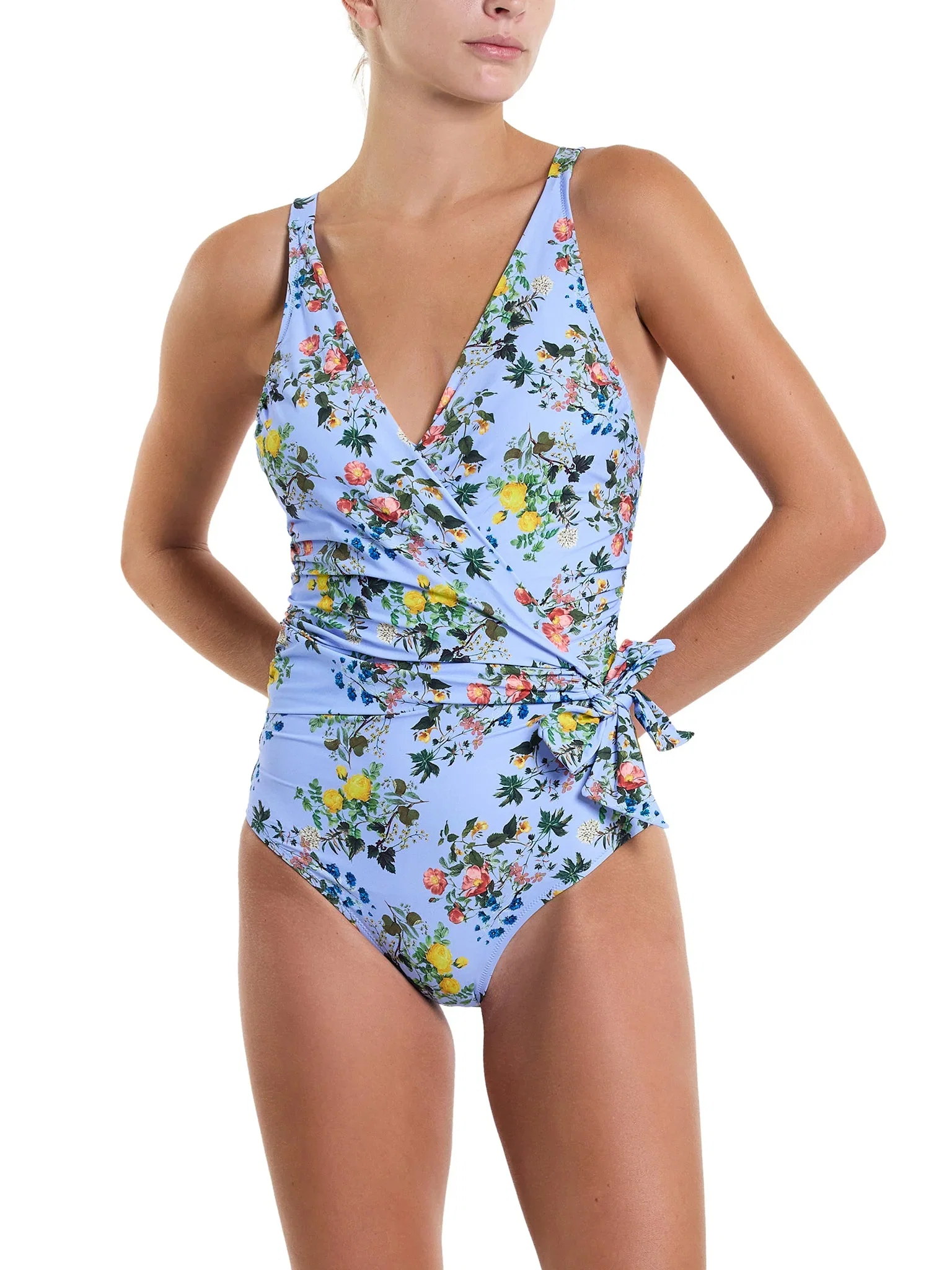 Image of Wide Strap Wrap One Piece Swimsuit Thankful Sale
