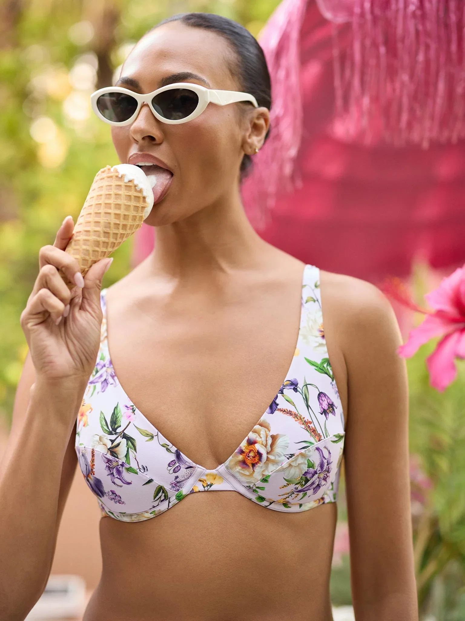 Image of Underwire Swim Top Fawning Flora Purple Sale