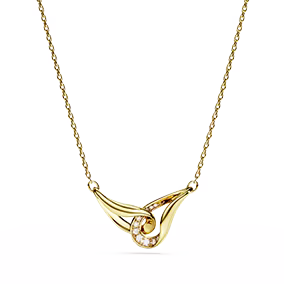 Swarovski Classica pendant, Round cut, Interlocking, White, Sterling silver, 18K gold finish