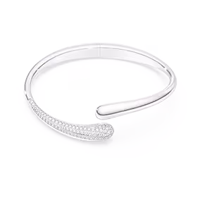 Swarovski Classica bangle, Intertwining, Round cut, White, Sterling silver