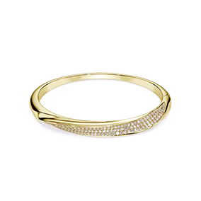 Swarovski Classica bangle, Round cut, White, Sterling silver, 18K gold finish