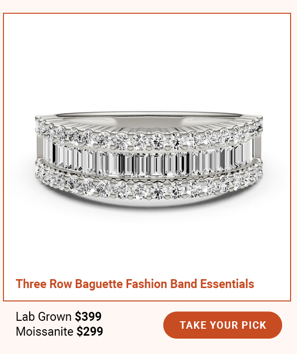 Three Row Baguette Fashion Band Essentials