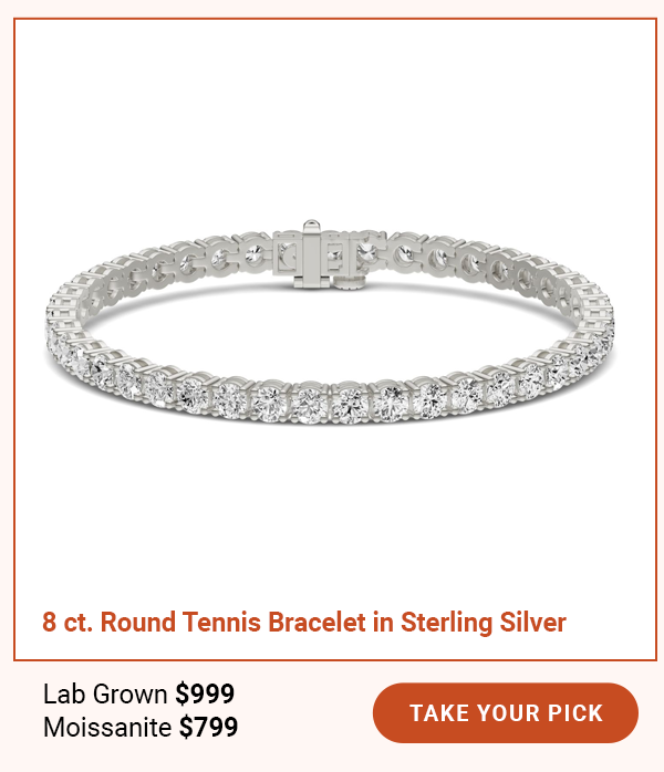  8 ct. Round Tennis Bracelet in Sterling Silver
