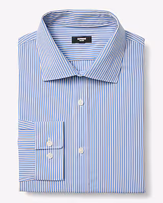 Modern Slim Striped Spread Collar Dress Shirt