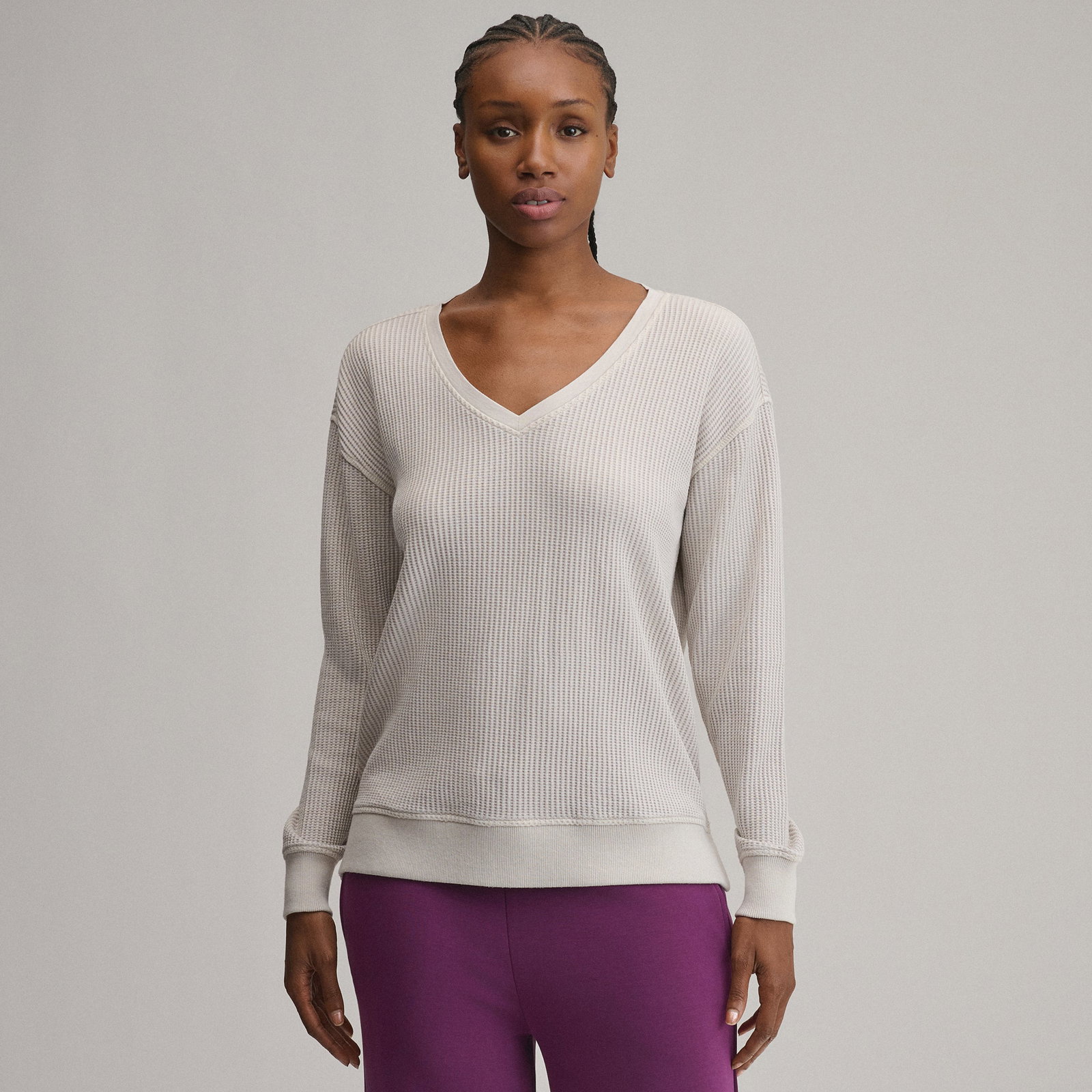 Image of Women's Long-Sleeve V-Neck Boyfriend Thermal Crew