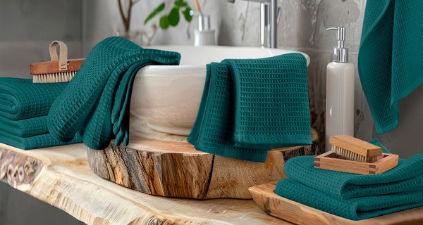 Lot de 5 serviettes en coton nid d'abeille