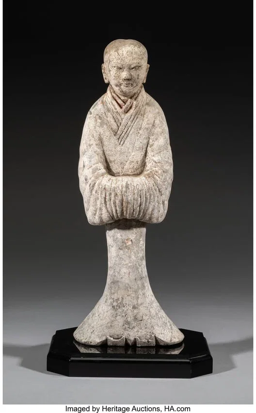 27045&colon; A Chinese Painted Pottery Standing Figure on Sta