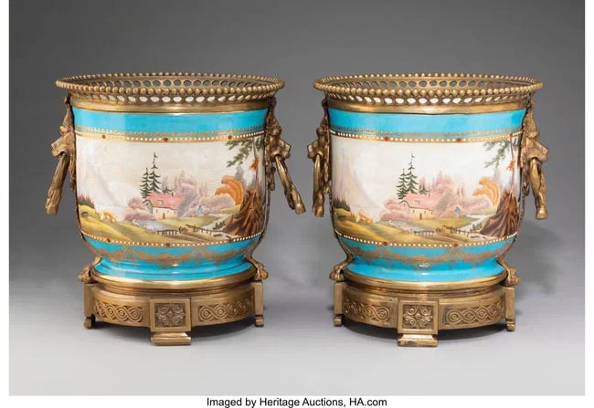 27191&colon; A Pair of Sèvres-Style Gilt Bronze-Mounted and 