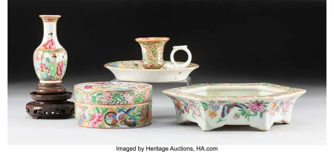 27081&colon; A Group of Four Chinese Export Enameled and Part