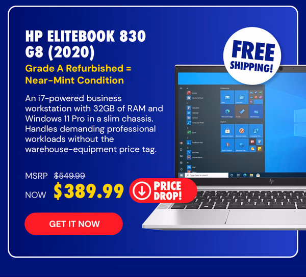HP Elitebook 830 G8 (2020) i7 32GB RAM 256GB SSD WIN11P (Refurbished)