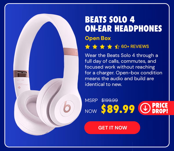 Beats Solo 4 On-Ear Headphones - Cloud Pink (Open Box)