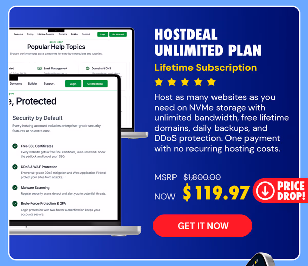 Hostdeal Unlimited Plan: Lifetime Subscription