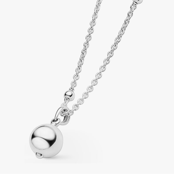 Silver Beaded Pendant Necklace | 12mm