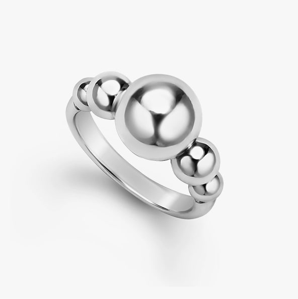 Sterling Silver Graduated Bead Ring