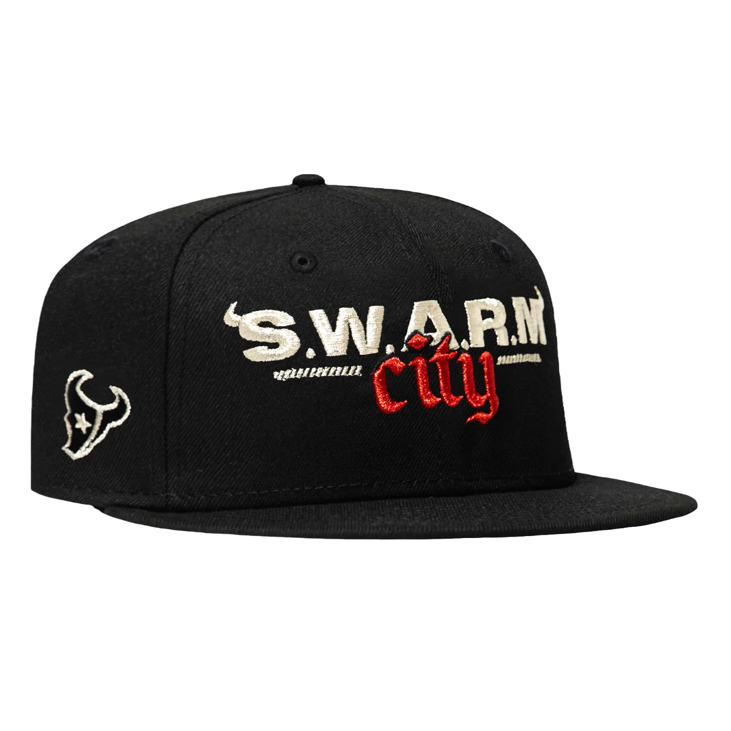 Image of New Era 9Fifty Houston Texans Logo Patch Swarm City Snapback Hat - Black