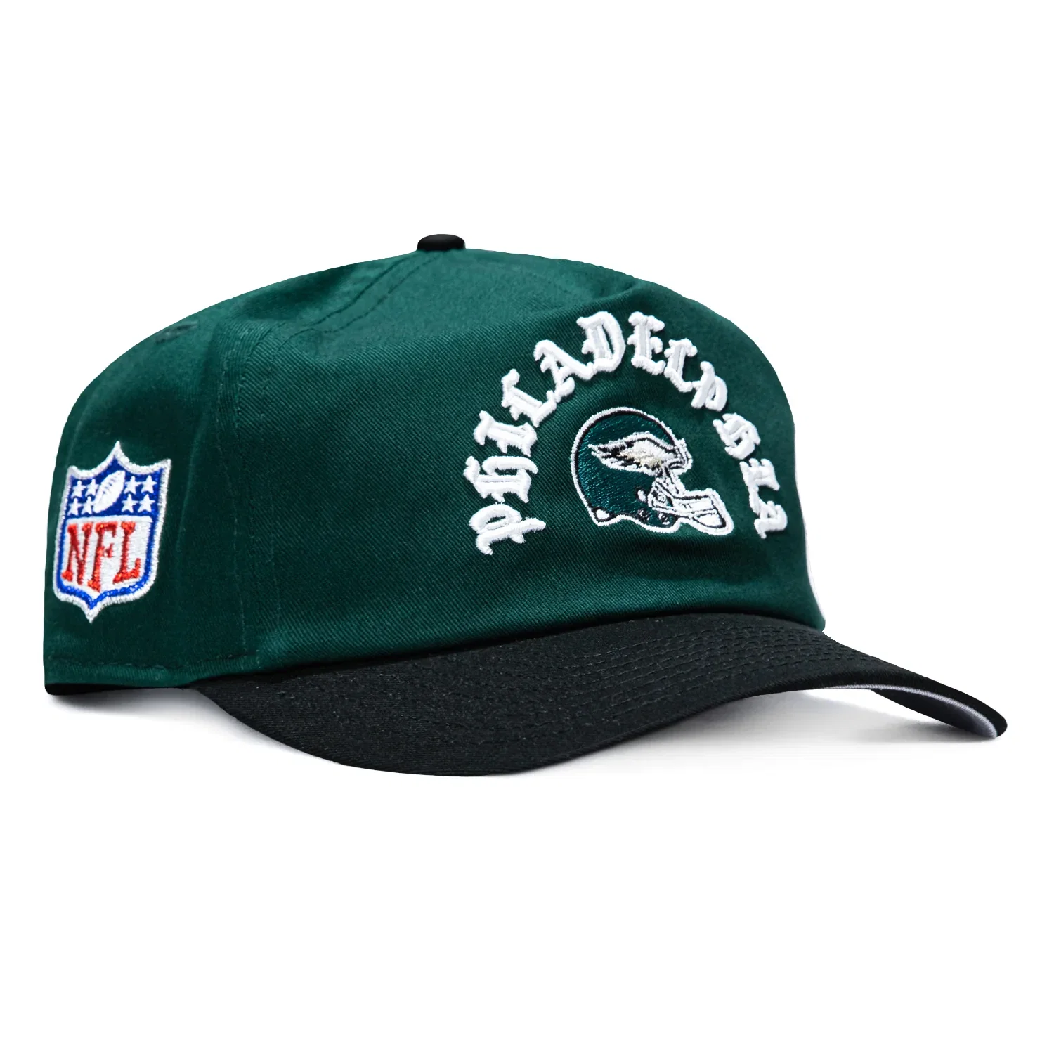 Image of New Era 19Twenty Philadelphia Eagles NFL Logo Patch Snapback Pre-Curved Hat - Green, Black