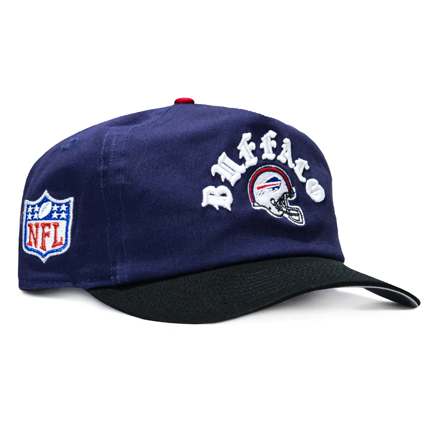 Image of New Era 19Twenty Buffalo Bills NFL Logo Patch Snapback Pre-Curved Hat - Navy, Black