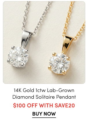 Peace Jewelers 14K Gold Lab-Grown Diamond Solitaire Pendant  $100 Off with SAVE20