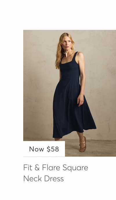 Fit & Flare Square Neck Dress 