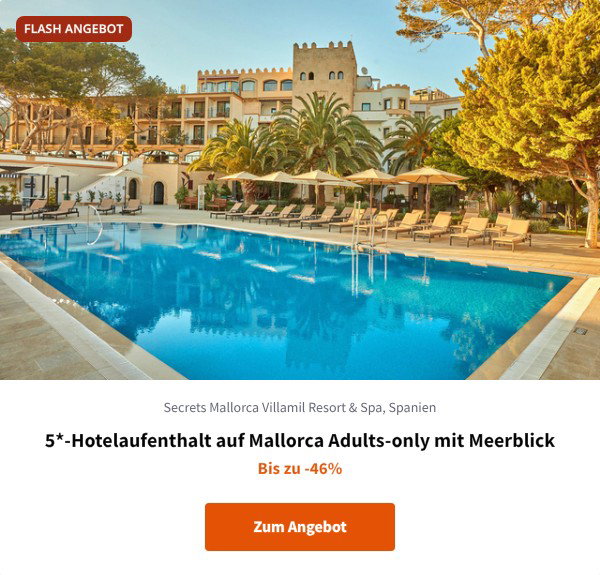 5*-Hotelaufenthalt auf Mallorca Adults-only mit Meerblick
