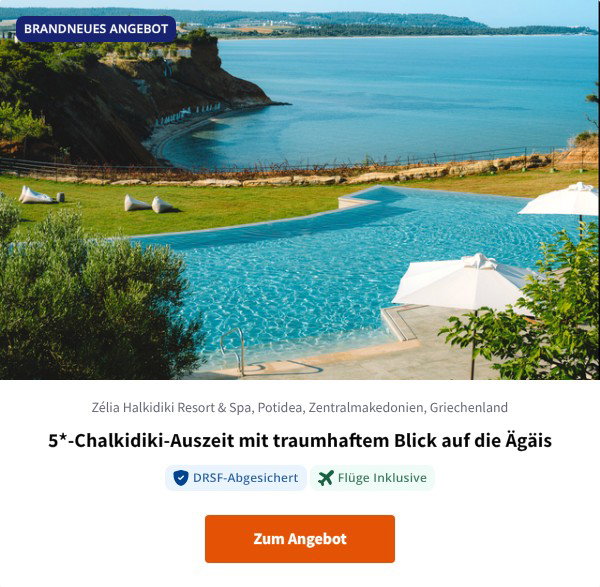 5*-Chalkidiki-Auszeit mit traumhaftem Blick auf die Ägäis