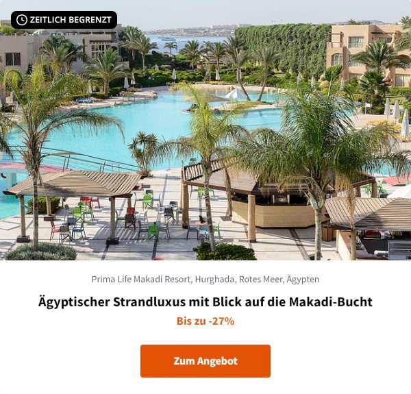 Ägyptischer Strandluxus mit Blick auf die Makadi-Bucht