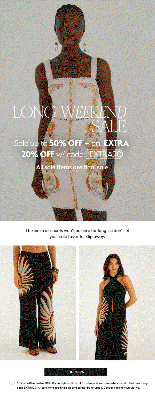 EXTRA 20% off won’t be here for long