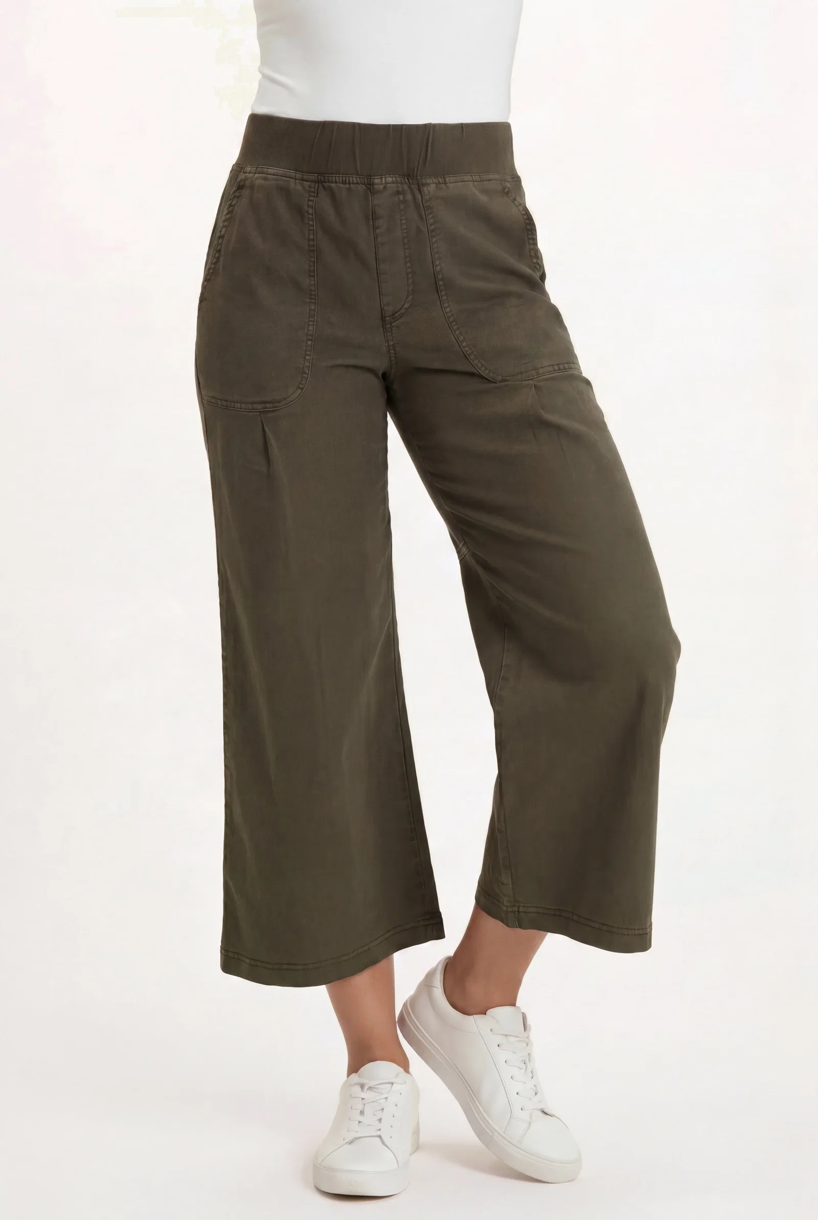 Image of Eileen Twill Wide-Leg Crop Pant