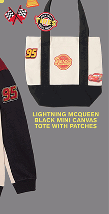 Lightning McQueen Black Mini Canvas Tote with Patches