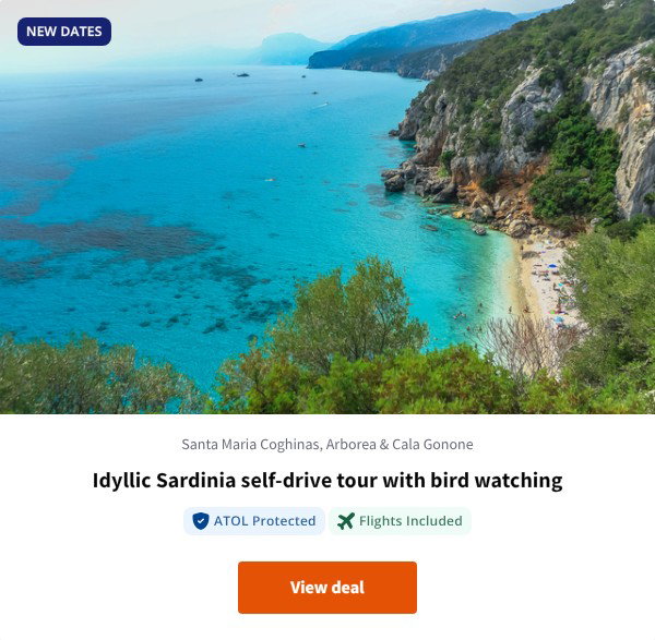 Idyllic Sardinia self-drive tour with bird watching