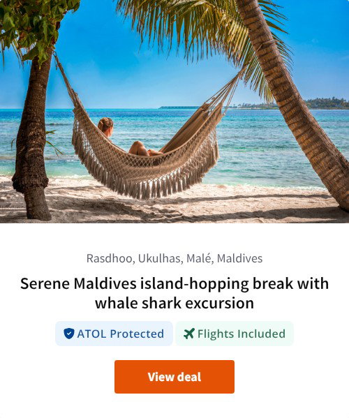 Serene Maldives island-hopping break with whale shark excursion