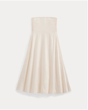 Image | Strapless Dress in Stretch Linen | Bone
