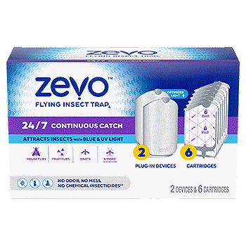 Zevo Flying Insect Trap Starter Kit, 2 Devices + 6 Refills