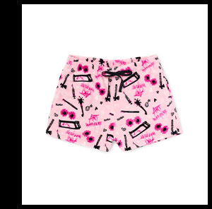 Art Was Here Pink Plush Lounge Shorts - Terrifier