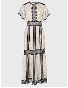 Light Pink Floral Maxi Dress With Daisy Lattice Trim