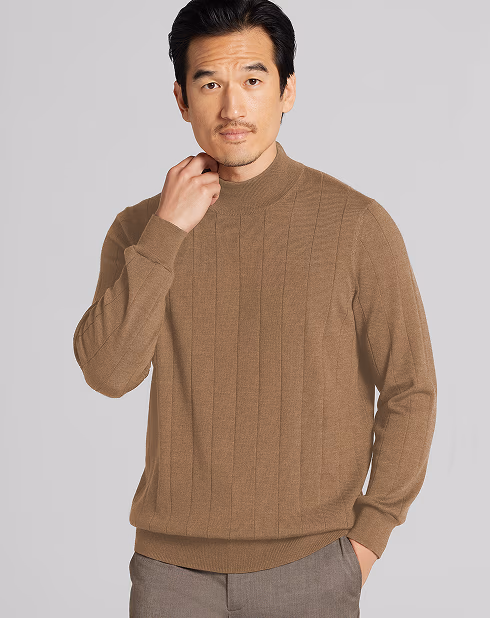 Merino Wool Blend Mock Neck Sweater