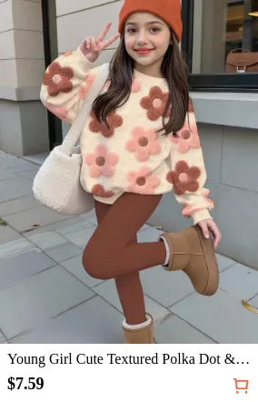 Young Girl Cute Textured Polka Dot...
