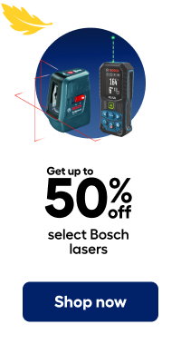 Get up to 50% off select Bosch lasers.