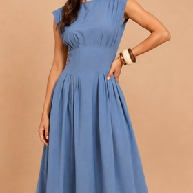 Blue Sleeveless Embroidered Midi DressDressesEmbroidered DressLittle Mistress