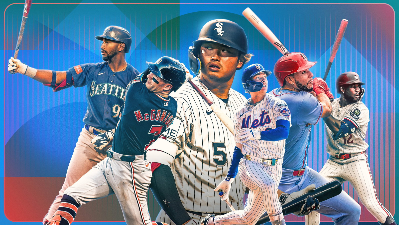 Lazaro Montes, Kevin McGonigle, Munetaka Murakami, Carson Benge, Joshua Báez and Kaelen Culpepper