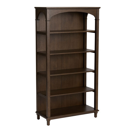Butler Tall Burnt Cocoa Wood Arch Bookshelf