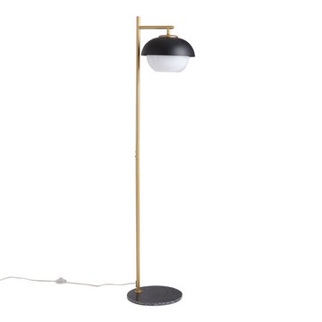 Miles Gold Metal and Black Marble Floor Lamp