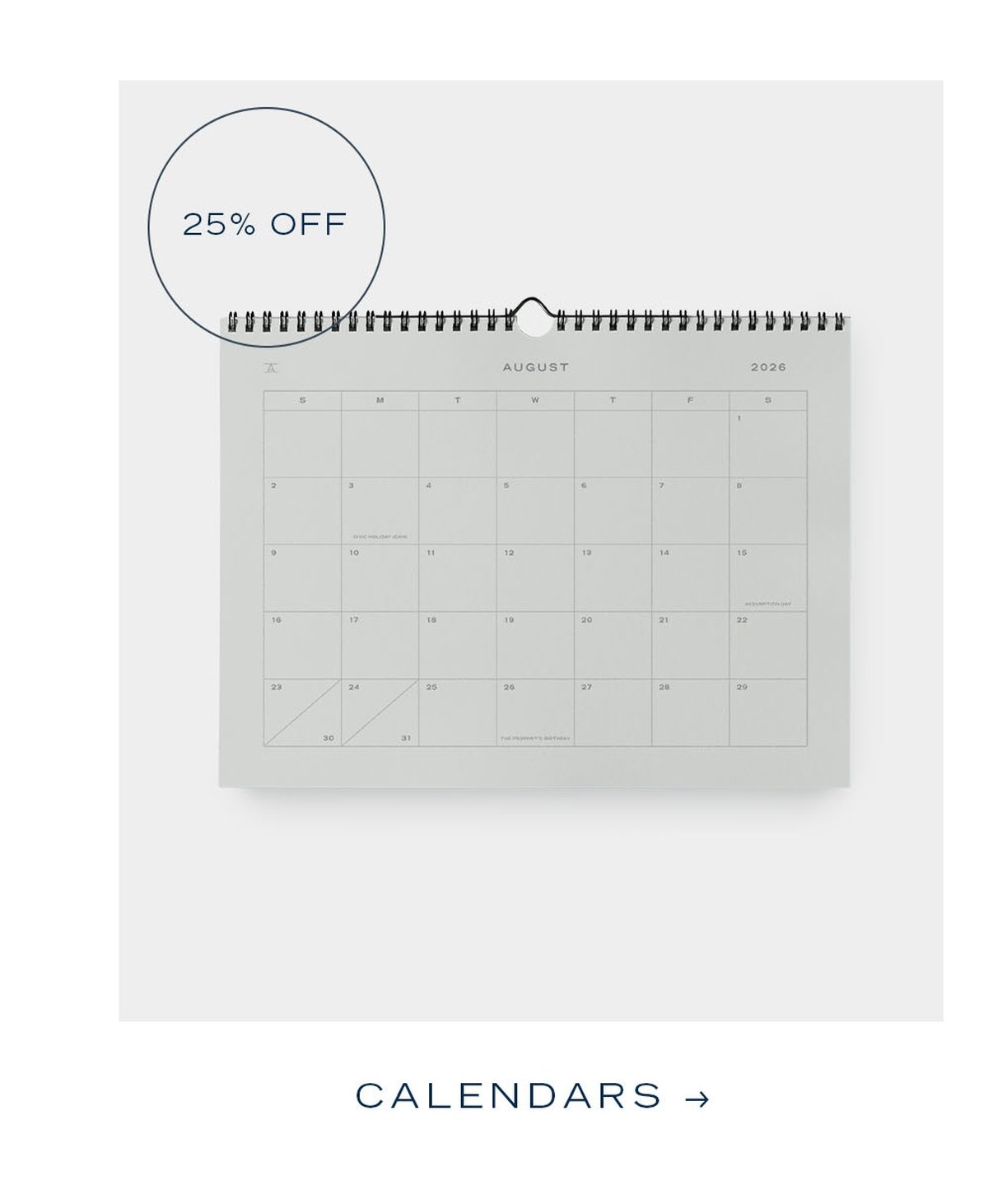 25% Off Calendars