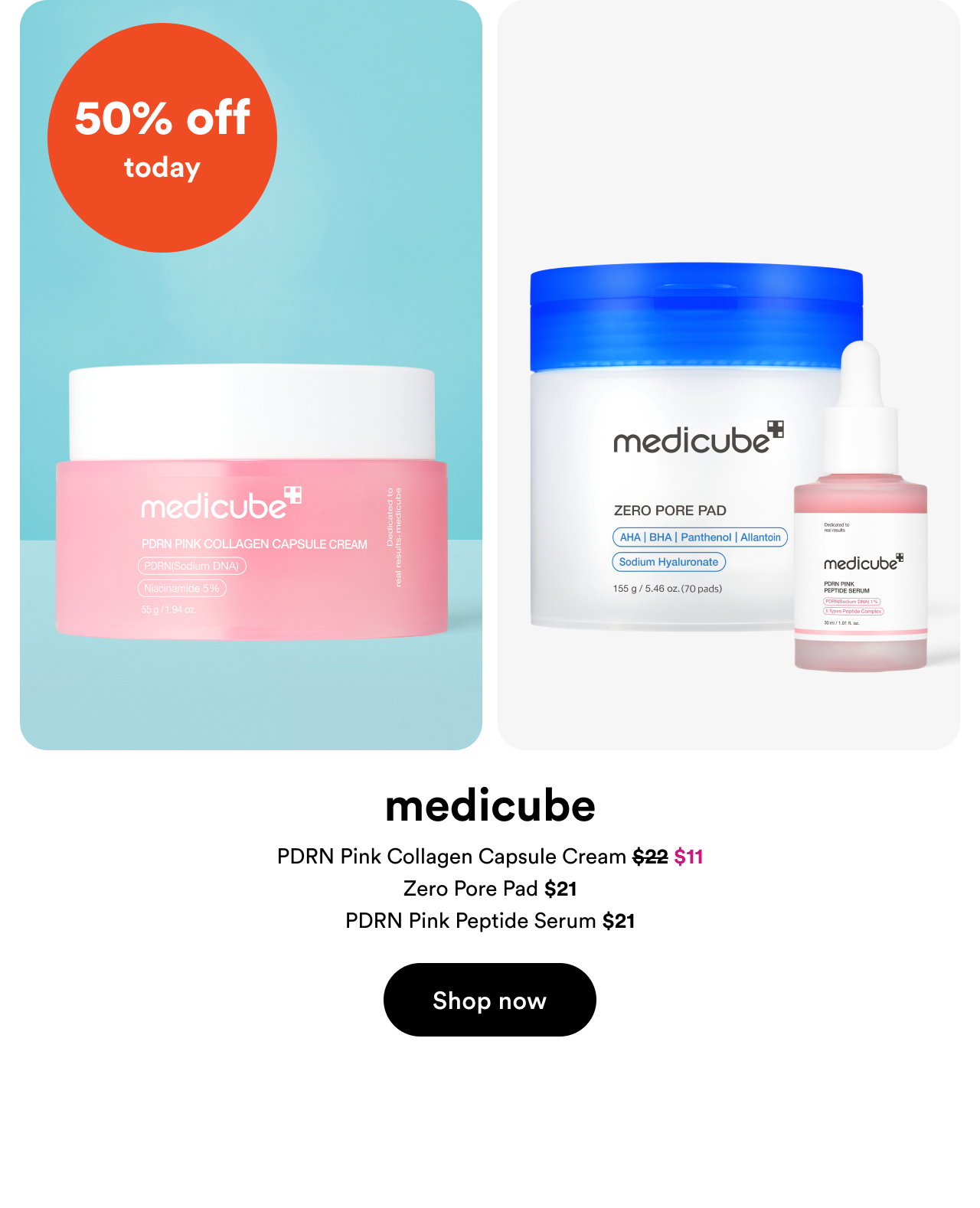 50% off today | Medicube | Shop now