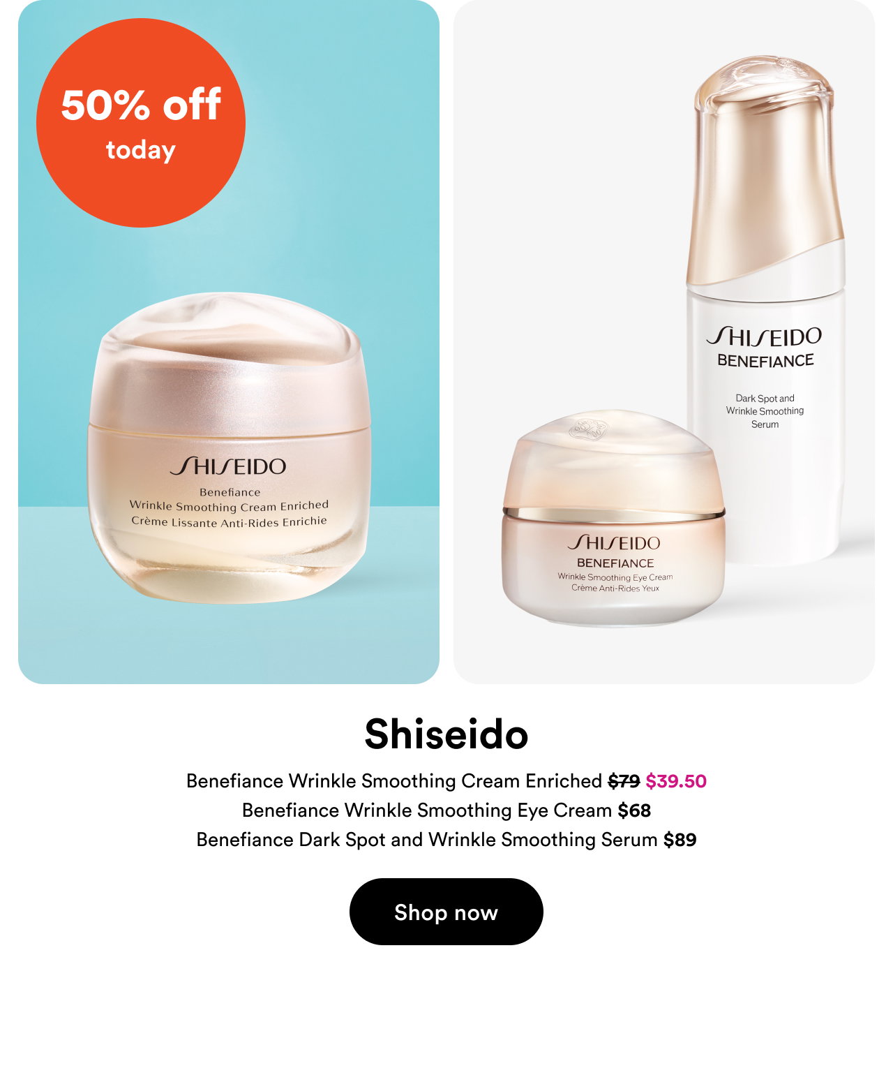 50% off today | Shiseido | Shop now